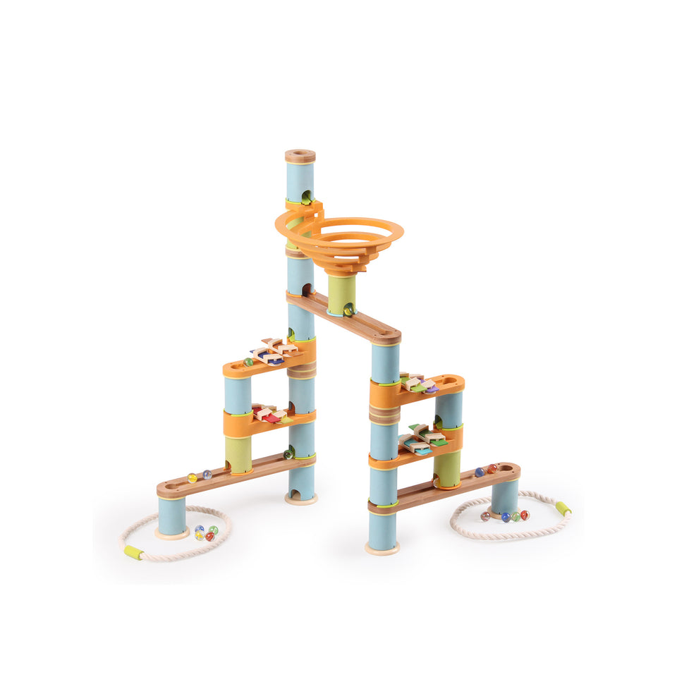 LOEF duurzaam speelgoed bamboe eco+ educatieve muzikale knikkerbaan