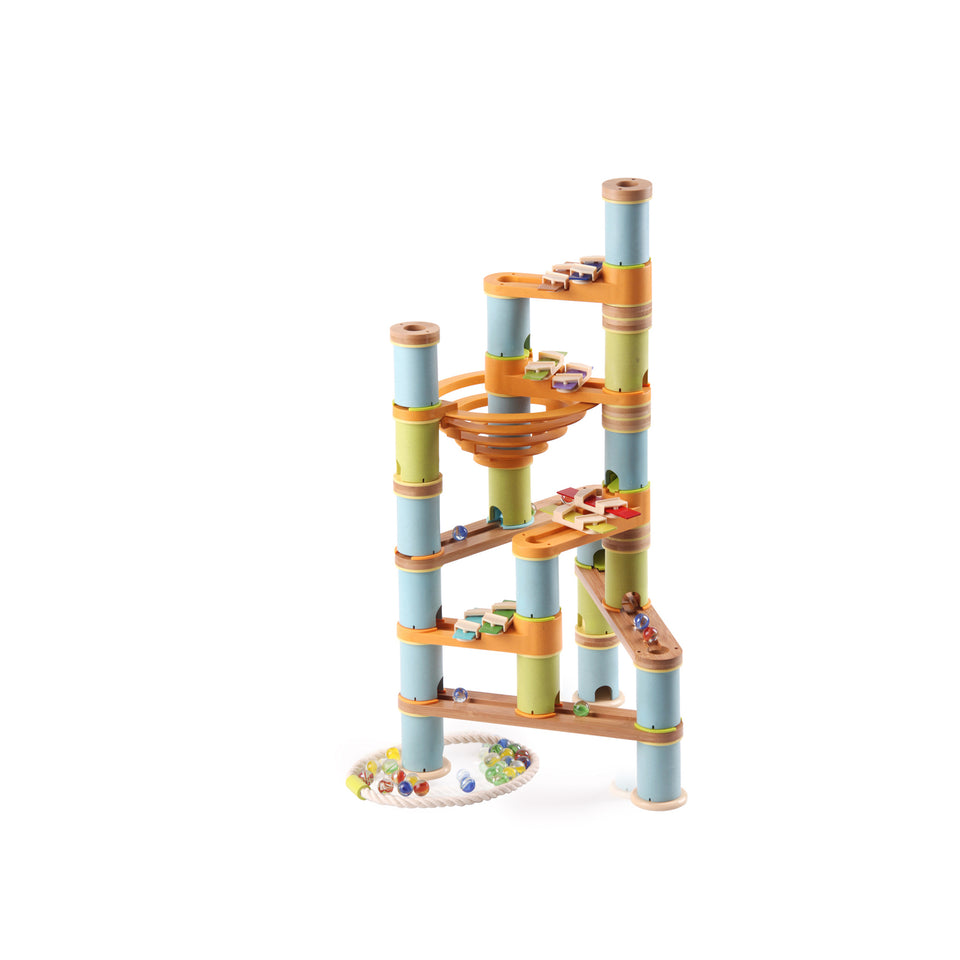 LOEF duurzaam speelgoed bamboe eco+ educatieve muzikale knikkerbaan